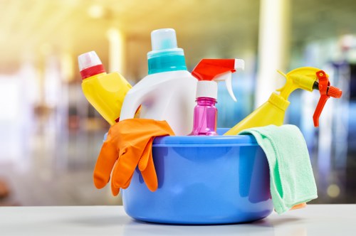 House cleaning tools and organized home cleaning supplies