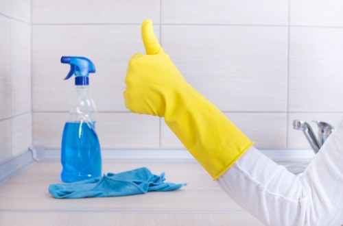 Applying cleaner inside an oven