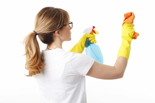 Deep office cleaning tasks in a corporate workspace