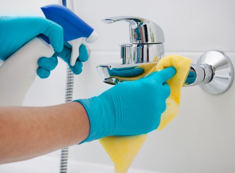Deep domestic cleaning in a bathroom