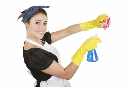 Cleaning team managing high-traffic shared spaces in a building